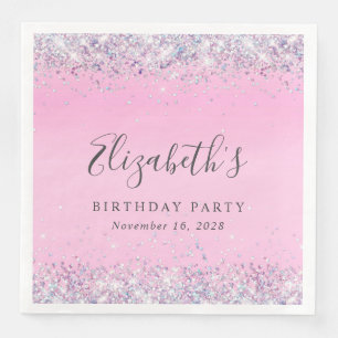 Glitter Pink Birthday Party Napkin