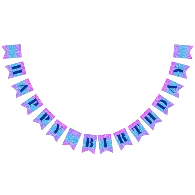 Glitter pink blue Happy Birthday Banner (All)