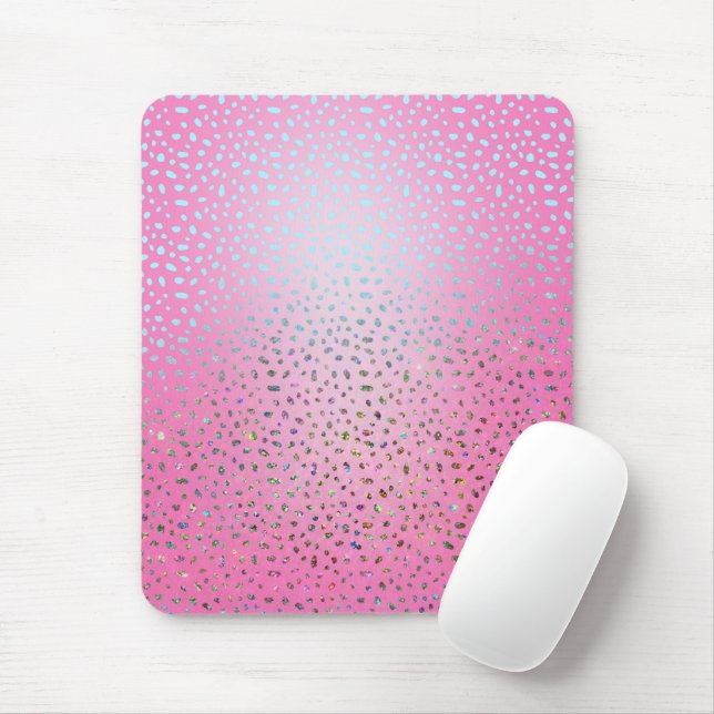 Glitter Pink Cheetah Print Mouse Mat (With Mouse)