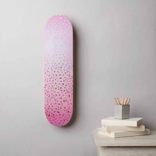 Glitter Pink Cheetah Print Skateboard (Wall Art)