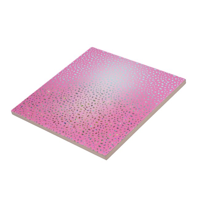 Glitter Pink Cheetah Print Tile (Side)