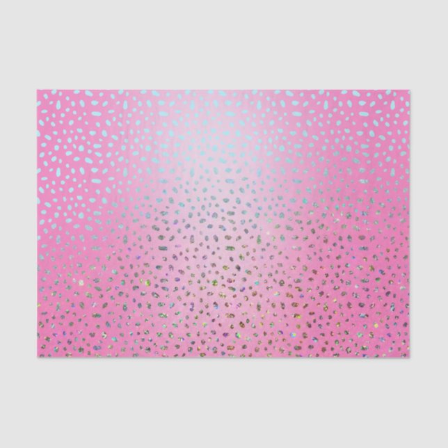 Glitter Pink Cheetah Print Tissue Paper (Front)