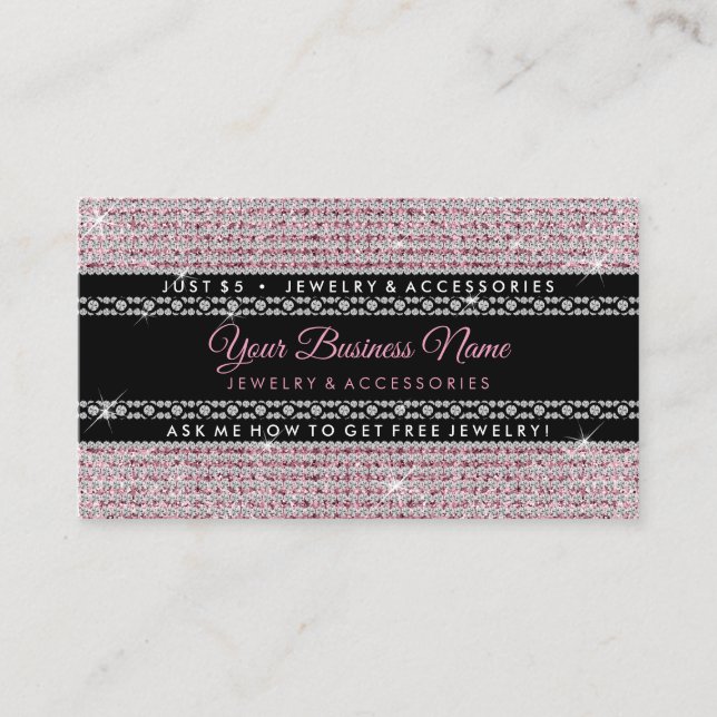 Glitter Pink Diamonds Business Card (Front)