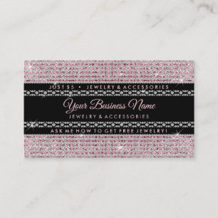 Glitter Pink Diamonds Signature Girly Jewellery Business Card