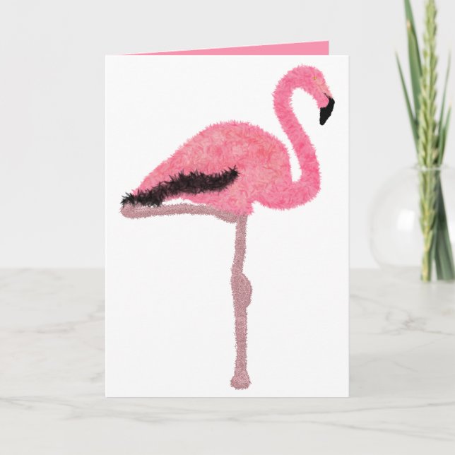 Glitter pink flamingo holiday card (Front)
