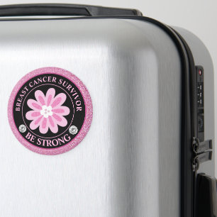 Glitter Pink Flower Breast Cancer Awareness Design Magnet