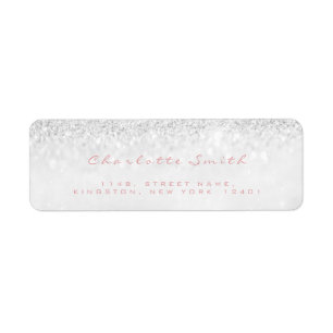 Glitter Pink Grey Girly RSVP Return Address
