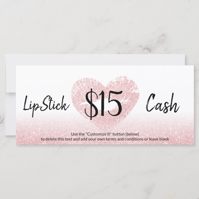 Glitter Pink Heart Lips Makeup Artist Cash (Front)