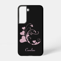 Glitter Pink Heart Swirl Monogram