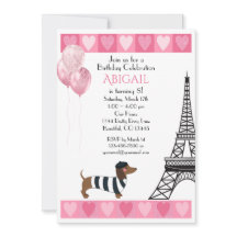 Glitter Pink Hearts Eiffel Tower Dog
