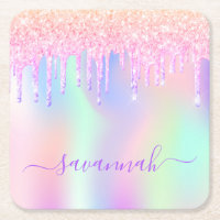 Glitter pink iridescent rose gold rainbow birthday