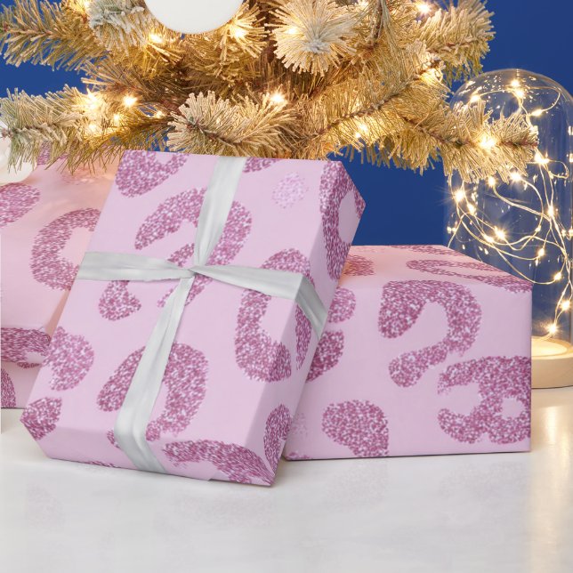 Glitter Pink Leopard Pattern Wrapping Paper (Holidays)