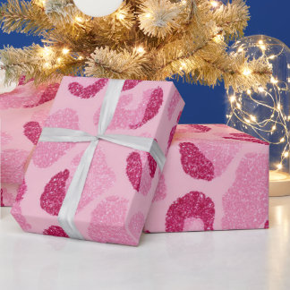 Glitter Pink Leopard Pattern Wrapping Paper