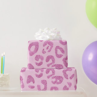 Glitter Pink Leopard Pattern Wrapping Paper