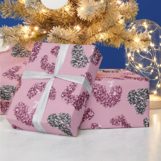 Glitter Pink Leopard Pattern Wrapping Paper