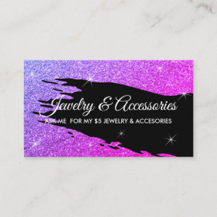 Glitter Pink Luminous 5 dollar jewellery Business Card