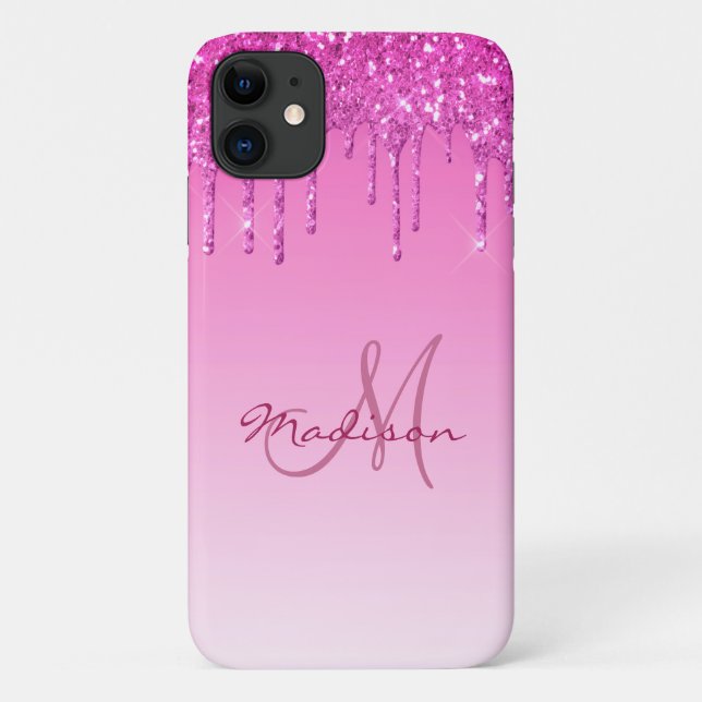 Glitter Pink Name Sparkles Glam Girly Pretty Case-Mate iPhone Case (Back)