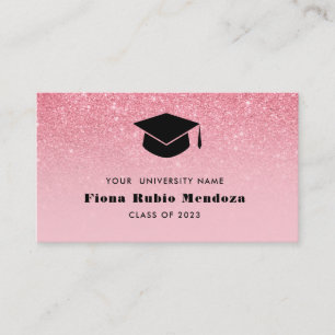 Glitter Pink Ombre Chic Graduation cap Name Insert