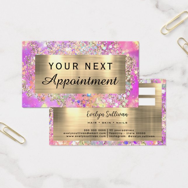 Glitter pink opal appointment card (Office)