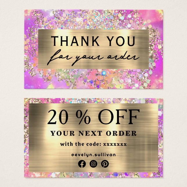 Glitter pink opal discount card (Front & Back)