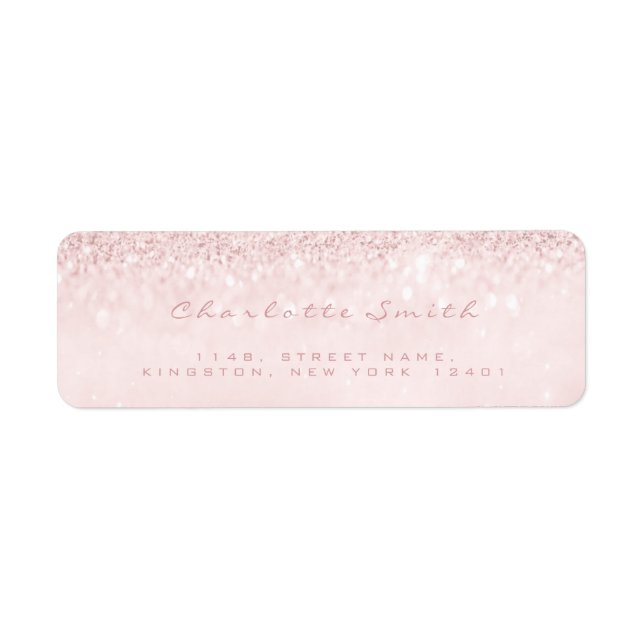 Glitter Pink Pastel Girly RSVP Return Address (Front)