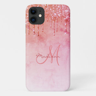 Glitter Pink Peach Name Sparkles Glam Girly Pretty iPhone 11 Case