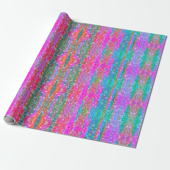 Glitter Pink Purple Teal Blue Girly Decoupage Wrapping Paper (Unrolled)