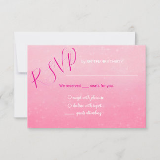 Glitter Pink Quinceñera RSVP card