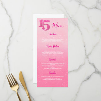 Glitter Pink Quinceñera Table Menu
