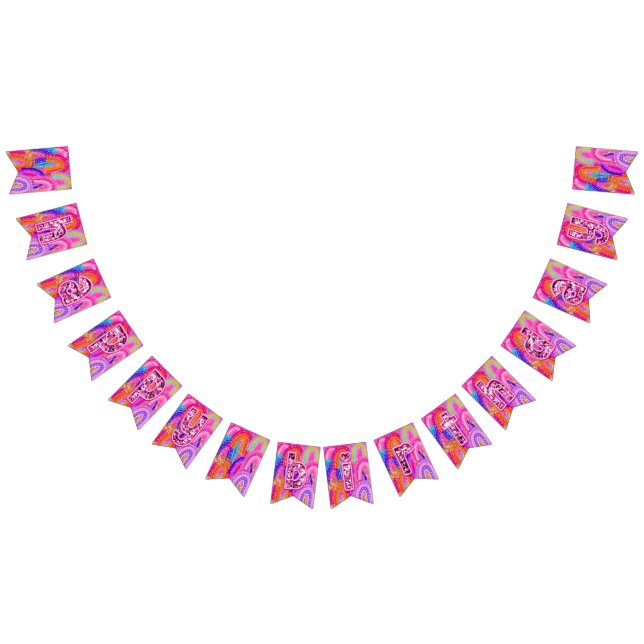 Glitter Pink Rainbow Gold Happy Birthday Bunting (All)