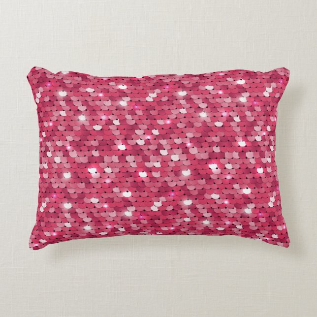 Glitter pink sequin pattern decorative cushion (Front)