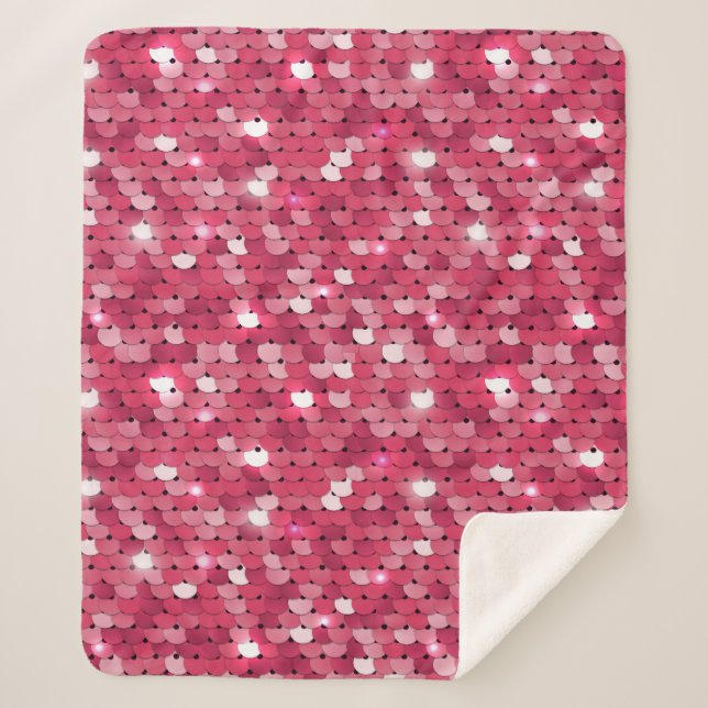 Glitter pink sequin pattern sherpa blanket (Front)