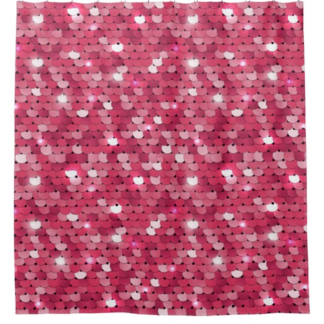 Glitter pink sequin pattern shower curtain (Front)