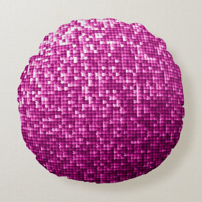 Glitter pink sequins round cushion (Front)