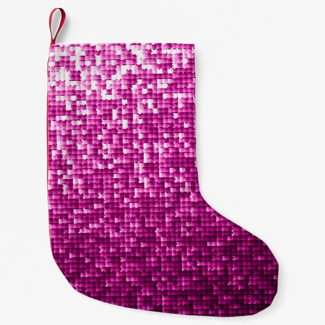 Glitter pink sequins small christmas stocking (Front)