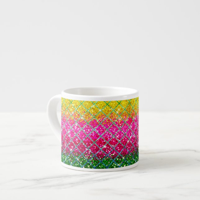 Glitter Pink Snakeskin Espresso Cup (Front Left)
