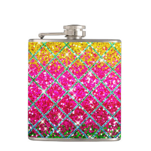 Glitter Pink Snakeskin Hip Flask