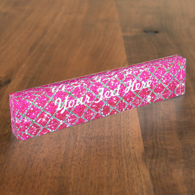 Glitter Pink Snakeskin Nameplate (Side)