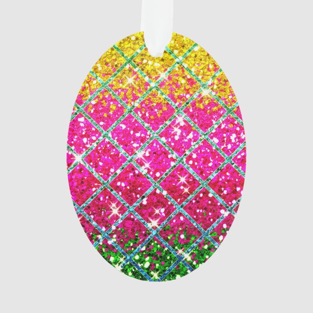 Glitter Pink Snakeskin Ornament (Back)