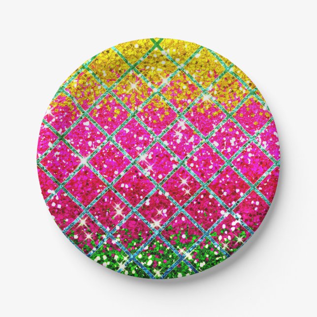 Glitter Pink Snakeskin Paper Plate (Front)