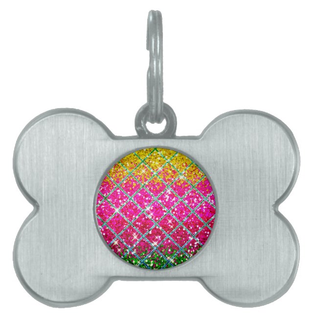 Glitter Pink Snakeskin Pet Name Tag (Front)