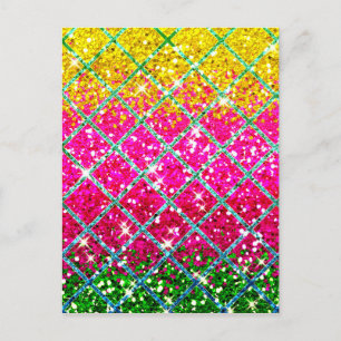 Glitter Pink Snakeskin Postcard