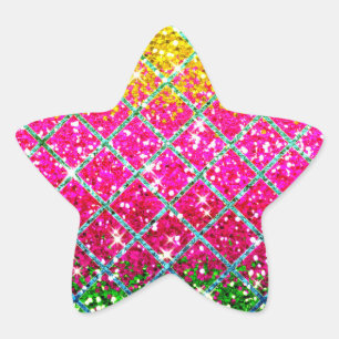 Glitter Pink Snakeskin Star Sticker
