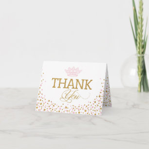 Glitter Pink Sprinkles Royal Princess Thank You Card