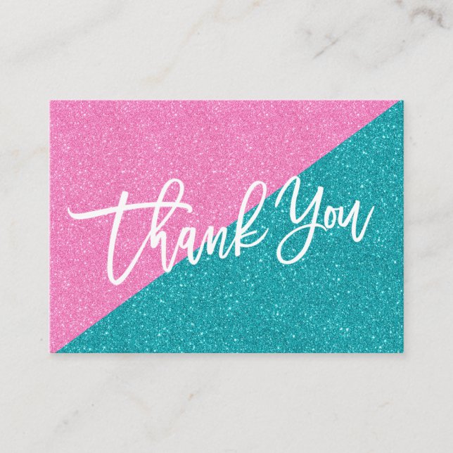 Glitter Pink Teal CHIC Thank you for your purchase Enclosure Card (Front)