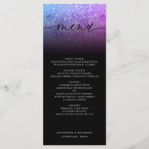 Glitter Pink Teal Wedding Ceremony Dinner Menu