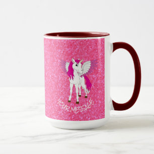 Glitter Pink Unicorn  Mug