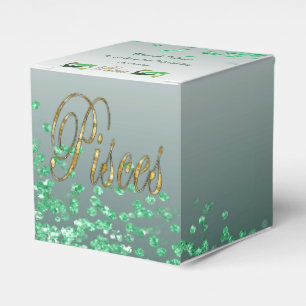 Glitter Pisces & Green Glitter Birthday Favour Box