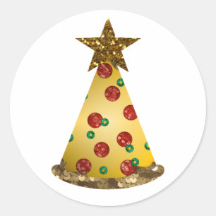 glitter pizza christmas tree classic round sticker