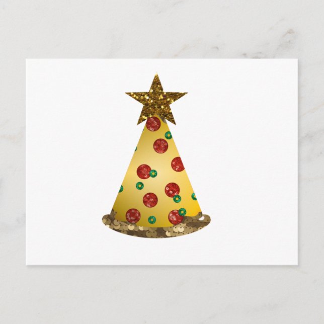 glitter pizza christmas tree holiday postcard (Front)